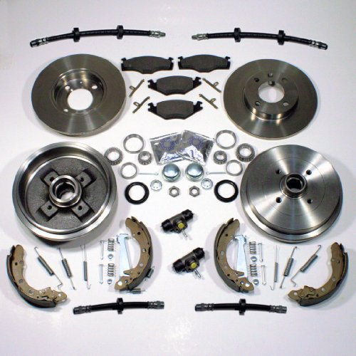 Bremsscheiben + Bremsbeläge vorne + Bremstrommeln + Bremsbacken + Radlager + Radbremszylinder + Zubehör hinten + Bremsschläuche vorne + hinten