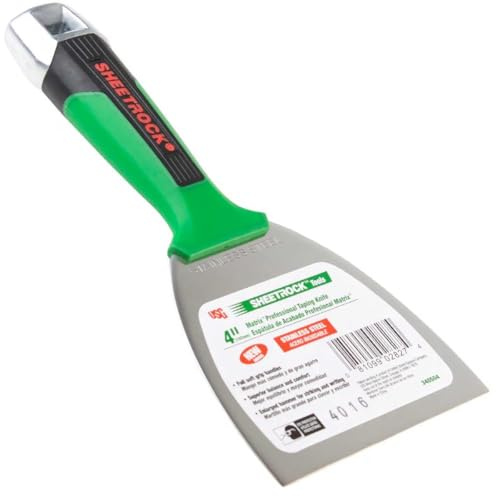 USG Sheetrock Tools 4 Matrix Stainless Steel Drywall Joint Knife, Professional Putty Knife with Soft Grip Handle, Tapered Neck, Enlarged Hammer End, Rust-Resistant Blade