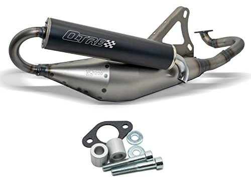 Auspuff TECNIGAS Q-TRE Minarelli liegend kompatibel mit Sachs Speedjet 50 | Für 50ccm Zylinder und 70ccm Sportzylinder; Drossel im Krümmer, kompatibel mit Yamaha Aerox 50 5BR 2T LC, MBK Evolis 50 2T AC