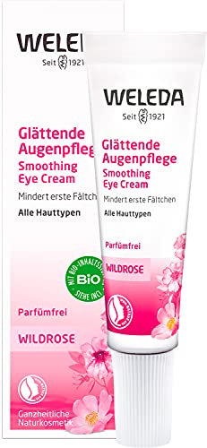 WELEDA Organic Wild Rose Smoothing Eye Care, Natural Cosmetics Eye Cream Against Wrinkles, Dark Circles and Skin Ageing on the Face for Men and Women (1 x 10 ml)
