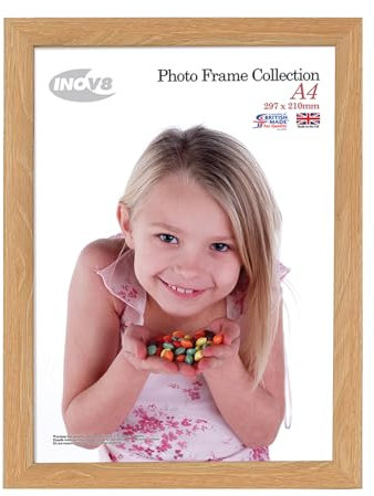 Inov8 Framing - Lime Oak A4 Inch (21x29.7cm) British Made Photo Frame - Wood Effect with Glass Picture Frame