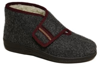 Intermax Damen Hausschuh Stiefel mit Verschuß, gefüttert Schurwolle, Filz anthrazit 41 EU