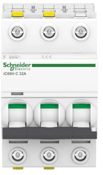 Schneider Electric Leitungsschutzschalter Acti9 iC60H, 3-polig, 32A, C-Charakteristik, 10kA, 15kA, Artikelnummer A9F07332