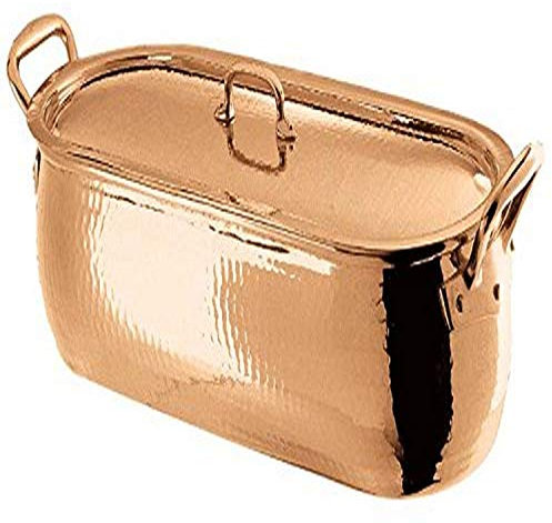 Paderno World Cuisine Pochierpfanne für Fische, Kupfer-Dose, Deckel
