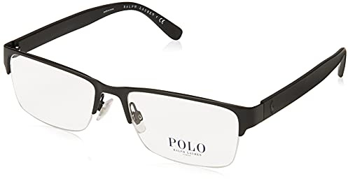 Polo Ralph Lauren Mens PH1164 Rectangular Prescription Eyewear Frames, Matte Black/Demo Lens, 56 mm