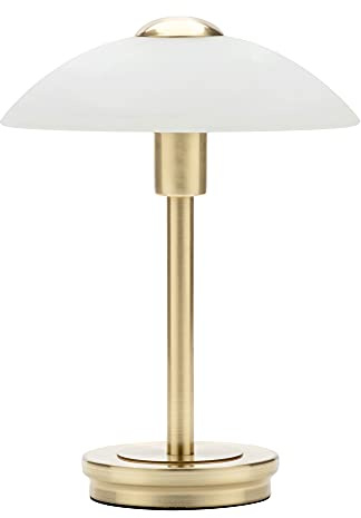 LITECRAFT Table Lamp Touch Sensitive Base with Alabaster Glass Shade - (Single, Satin Brass)