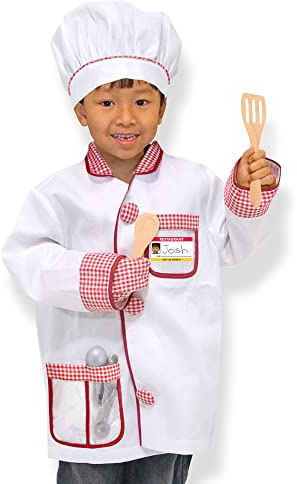 Melissa & Doug Déguisement Cuisinier Chef, Costume pour filles et garçons avec accessoires,Jeu de rôle,Jouet créatif, Cadeau pour enfants 3+,Parfait pour halloween ou carnaval