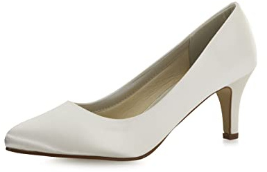 Rainbow Club Scarpe da Sposa Lottie - Décolleté in Raso Avorio/Crema, con Morbida Imbottitura, Classiche - Misura 38 EU (5.5 UK)