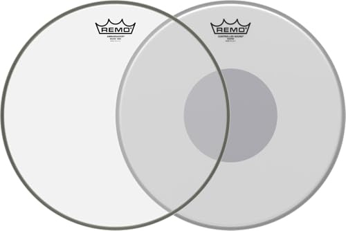 Remo 14 CS Coated Black Dot + Ambassador Resonanzfell, Snare Schlagfell | Einlagiger beschichteter 10-mil Mylar Film, 5-mil Black Dot auf Fellunterseite, Kontrollierter Ton ohne Obertöne, Größe: 14