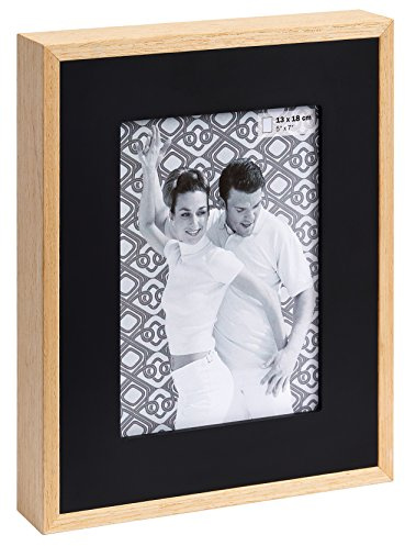 walther design Bilderrahmen schwarz 15 x 20 cm Holz-Portraitrahmen mit Holzpassepartout, Double YP520B