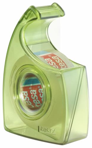 tesafilm Clear Recycled Klebeband - transparent - inkl. Handabroller | 1 Rolle reißfester Klebefilm, 33 m x 19 mm - klebestark, lösungsmittelfrei und alterungsbeständig - Set mit Abroller in grün