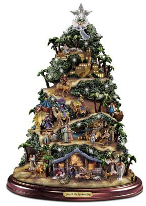 The Bradford Exchange Glory To The Newborn King - Nativity Tree - Thomas Kinkade Inspired - Illuminated
