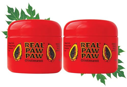 Real Paw Paw Ointment - Use for ﻿Lip Balm, Cream to Sooth Dry Skin, Protects and Hydrates All Skin Types. Made in Australia. 75g x 2 Tubs
