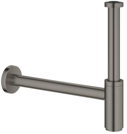 GROHE, Siphon 1 1/4, Geruchsverschluss für das Waschbecken | Ablaufgarnitur für Waschtisch, Abflussgarnitur aus Messing, schraubbare Verschlusskappe zur Reinigung (anthrazit, 28912AL0)