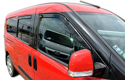 J&J AUTOMOTIVE Windabweiser passend für FIAT Doblo 2 5-Türer 2010-2022 4tlg, Heko Regenabweiser Vorne Hinten Getönt Dunkel Passform