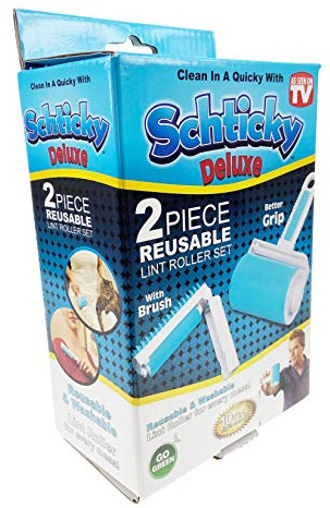 Schticky Deluxe Fusselroller Set - Wiederverwendbar & Waschbar Fusselroller Reiniger für Kleidung, Sofa, Möbel, Auto, Katze, Hundehaare - Schnelle Reinigung mit Schticky (2 Stück)