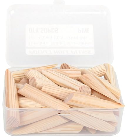 50 Stück hölzerner Taschenlochstopfen, Holzbearbeitungsschrauben Stecker Kit, Massives Kiefernholz, Schrägbohrwerkzeuge, Bohrlokalisierungszubehör für schräge Löcher