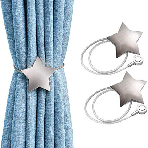 Magnetische Vorhang-Raffhalter mit silberfarbenem Stern, handgefertigt, dekorative Vorhanghalter für Gardinen