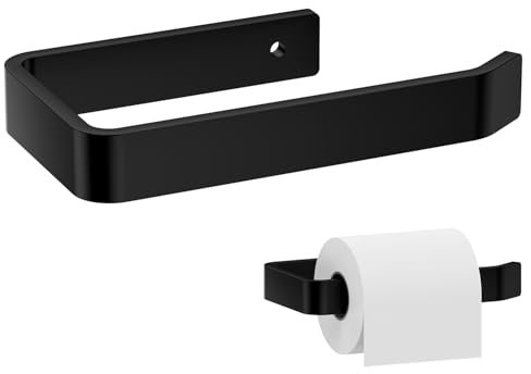 Toilettenpapierhalter Ohne Bohren, Selbstklebend Klorollenhalter Klopapierhalter, Küchenrollenhalter ohne Bohren, WC Papier Halterung - Schwarz, Wandmontage Küchenpapierhalter für Badzimmer/Küche