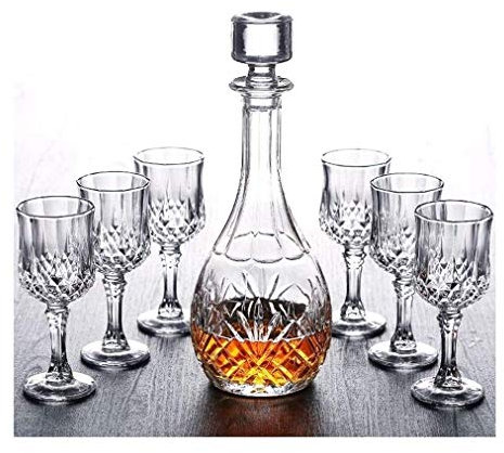 Conjunto de decantores Wine Decanter Crystal Whiskey Decanter CARAFE 750ml Whiskey Glasses 210ml Free Glass Wine Decantadores para restaurantes y fiestas para el hogar Ideal como regalo Wine Decanter