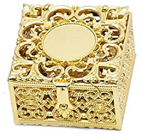 ShapeW Rosenkranz-Perlen-Box, Halskette, Metall, christlicher, katholischer, religiöser Schmuckkoffer, Aufbewahrung, Organizer, Geschenk, goldene Rosenkranz-Halskette für Herren