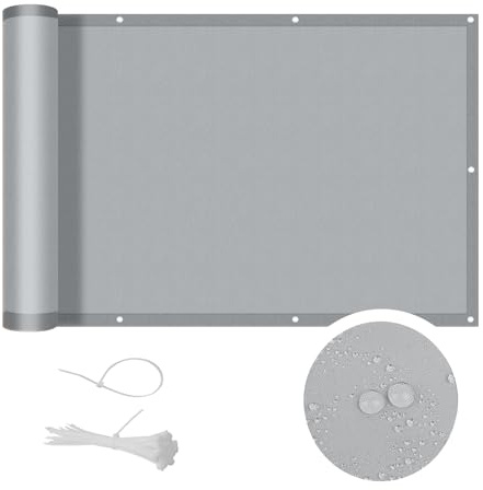 COOL AREA Frangivisto Balcone 90x300cm per Protezione Copri Ringhiera Balcone Impermeabile Anti-UV Recinzione Copertura per Privacy Balcone Esterno Terrazza Giardino,Grigio Chiaro