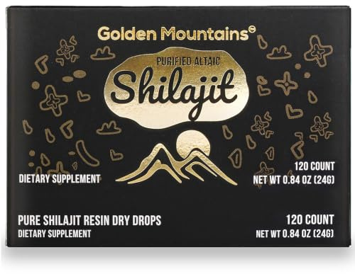 Siberian Green Premium Pure Shilajit Dry Drops Altai Golden Mountains - 120 unidades (200 mg) Certificado auténtico de seguridad y calidad - Ácido fúlvico probado en laboratorio de EE. UU