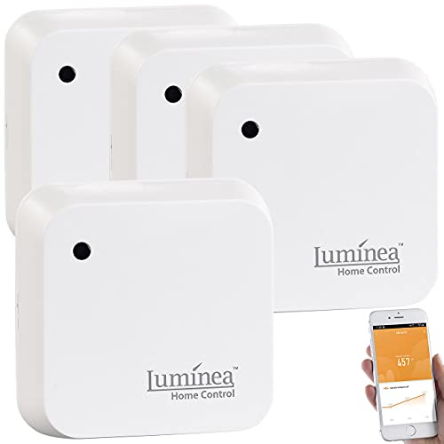 Luminea Home Control Lichtsensor Smart Home: 4er-Set Wetterfeste WLAN-Licht- & Dämmerungs-Sensoren mit App, IP55 (Alexa Lichtsensor, WiFi)