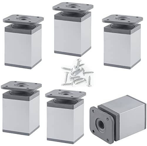 FYSL 6 Stück Möbelfüße Verstellbar 6 Stück 40 x 40 x 60 mm(+20mm) Verstellbare Möbelfüße füße für Möbel, Eckig Möbelbeine Füße für Individuelle DIY-Möbel