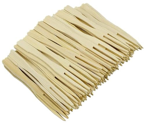 Virsus Forchettine a 2 punte in legno, lunghezza 9 cm, forchette da cocktail in legno monouso biodegradabili compostabili per alimenti, Finger Food, Aperitivo, Stuzzichini, Feste Varie Quantità (1000)