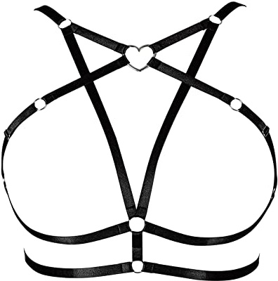 Sujetador de arnés de pecho para mujer, talla grande, jaula de cintura, brasier de cadena de metal, gótico, Navidad, carnaval, Halloween, disfraz de baile
