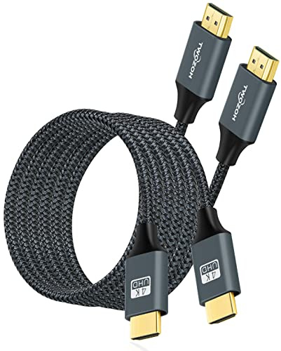 Twozoh 4K HDMI Kabel 1M 2 Stück, Nylon geflochten Hochgeschwindigkeits HDMI auf HDMI Kabel Unterstützt 3D/4K@60Hz/2160P/1080P