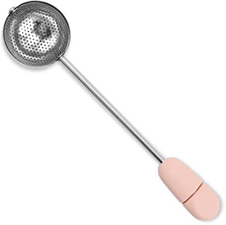 IEEDFJKK Infuseur à thé en acier inoxydable à long manche filtre à tamis en maille polie, Rose