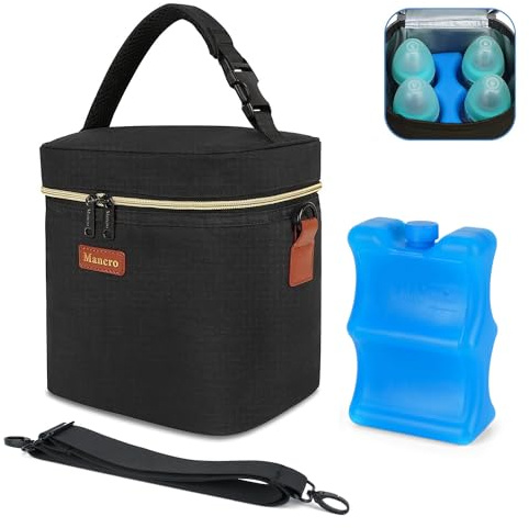 Mancro Breastmilk Cooler Bag with Ice Pack,Insulated Baby Bottle Cooler Bag