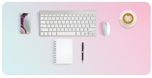 Schreibtischunterlage Leder |80X40cm| Mauspad Groß| Rutschfeste Schreibunterlage | Rutschfester Desk Mat| Runde Kanten Schreibtischmatte für Büro und Zuhause (rosa/grün)