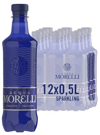 ACQUA MORELLI Mineralwasser mit Kohlensäure - Sparkling, 12x0,5l PET | Erfrischend spritziges Sprudelwasser aus Italien, feine Kohlensäure, PET-Flaschen für zuhause & unterwegs, Einweg