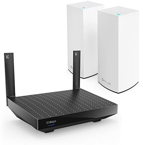 Linksys Blue Label Sistema WiFi 6 Mesh, 1 Router AX5400, 2 Nodi AX5400, per Gaming Online, 60 Dispositivi, fino a 750 m², Copertura, Filtri Famiglia Tramite l'App Linksys