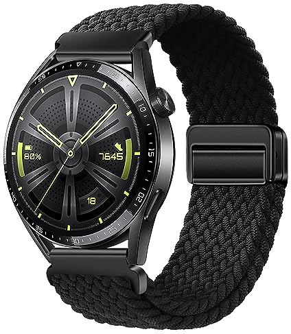 XMUXI 22mm Nylon Armband Kompatibel mit Huawei GT5/GT4/GT3/GT2/GT 46mm/Garmin Venu 3/Venu 2/Vivoactive 4, Sport Uhrenarmband für Forerunner 255/265 Damen Herren Elastisches Geflochtenes #1