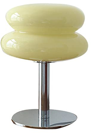 FTVOGUE Eierkuchen-Tischlampe für Mädchen, Energieeffizient, Weiches Licht, Niedliche Glas-Tischlampe, USB-Schreibtischlampe für Schlafsaal (USB-Knopfschalter)