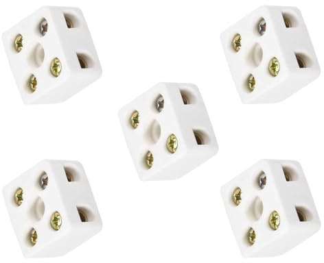 MACHSWON Bloques de terminales de cerámica de 2 vías para cable eléctrico, conectores de cerámica de porcelana de alta temperatura 10 A, bloques de terminales de cableado de cerámica de 2 posiciones y