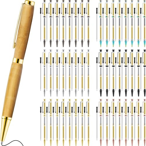 Colarr 48 Pcs Pen Kits for Wood Turning 7mm Slimline Pen Twist Kit with Refill Lathe Turning for DIY Copper Making Friend Office Teacher Students Classroom Gifts(Multicolor)