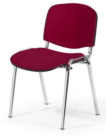 Topsit Chrom Besucherstuhl ISO, Bequemer Konferenzstuhl, stapelbar, mit gepolsterter Sitzfläche und Rückenlehne. Einzelner Artikel (Bordeaux)
