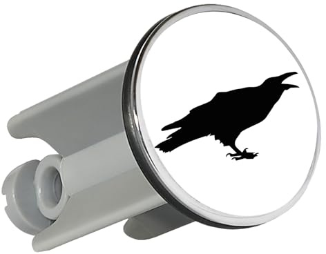 Huuraa Waschbeckenstöpsel Rabe Silhouette Geschenk | Universal Stopfen 4cm höhenverstellbar Abflussstopfen Geschenkidee Stöpsel mit Motiv für das Waschbecken
