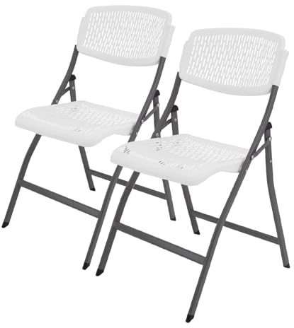 TRUTZHOLM Klappstuhl 2er Set 150 kg Traglast ergonomische Sitzform klappbarer Gartenstuhl mit wetterfester pflegeleichter Sitzfläche Balkonstuhl Campingstuhl Gartenstuhl Terrassenstuhl Angelstuhl weiß