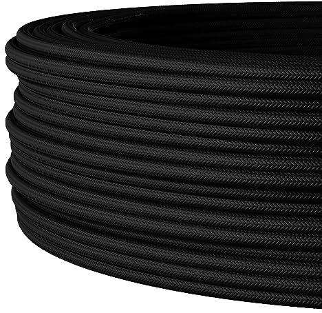 Textilkabel für Elektroinstallation (NYM-J, starre Mantelleitung), 3×1,5mm², Schwarz - 100 Meter