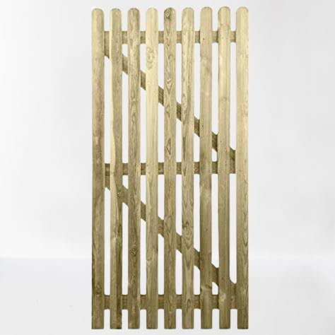 md carpentry Wooden Garden Picket Gate, Pressure Treated, 150cm High x 105cm Wide x 6cm Deep, Green, Wood