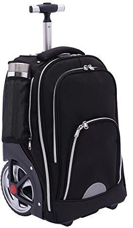 HUSPOO 45L Trolley-Rucksack, Idealer Handgepäck-Rucksack mit Rädern, Kombiniert Mehrere Funktionen, Geeignet für Kurztrips, Geschäftsreisen, Schule Oder Shopping (Schwarz)