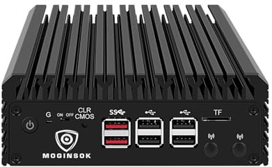 MOGINSOK 2.5GbE Firewall Appliance Mini PC, 12th Gen Intel N100(3.4GHz) 4xIntel I226V Nics Fanless Mini Computer Router 16GB DDR5 Ram 256GB PCIE 3.0 SSD Support PFsense OPNsense AES-NI