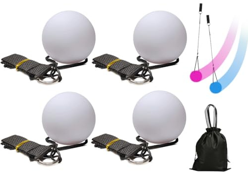 Anlising LED-Poi-Bälle, LED-Poi-Jonglier-Set, leuchtende Poi-Bälle mit Regenbogenfarben, LED-Poi-Spinnbälle, leuchtende POI-Jonglierbälle, für Tanzen, Strand, Camping, Lichtshows, Raves-Partys, 4