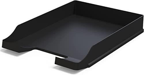 Detectalia Set de 20x Bandejas portadocumentos tamaño A4 Negro - Organizador Escritorio apilable - Bandeja plástico para Oficina - Archivador Papeles - Cestas de Correo - 35x25x5,2 cm